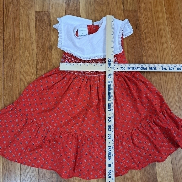 Vintage Girls Size 5 Polly Flinders Hand Smocked Dress Embroidered Sleeveless - Picture 9 of 10